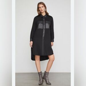BCBGMAXAZRIA Black Leather pockets dress